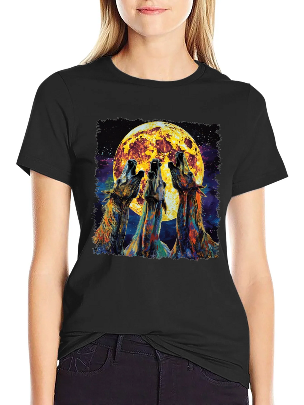 Howling Wolves Moon Graphic Tee - Black product image 2