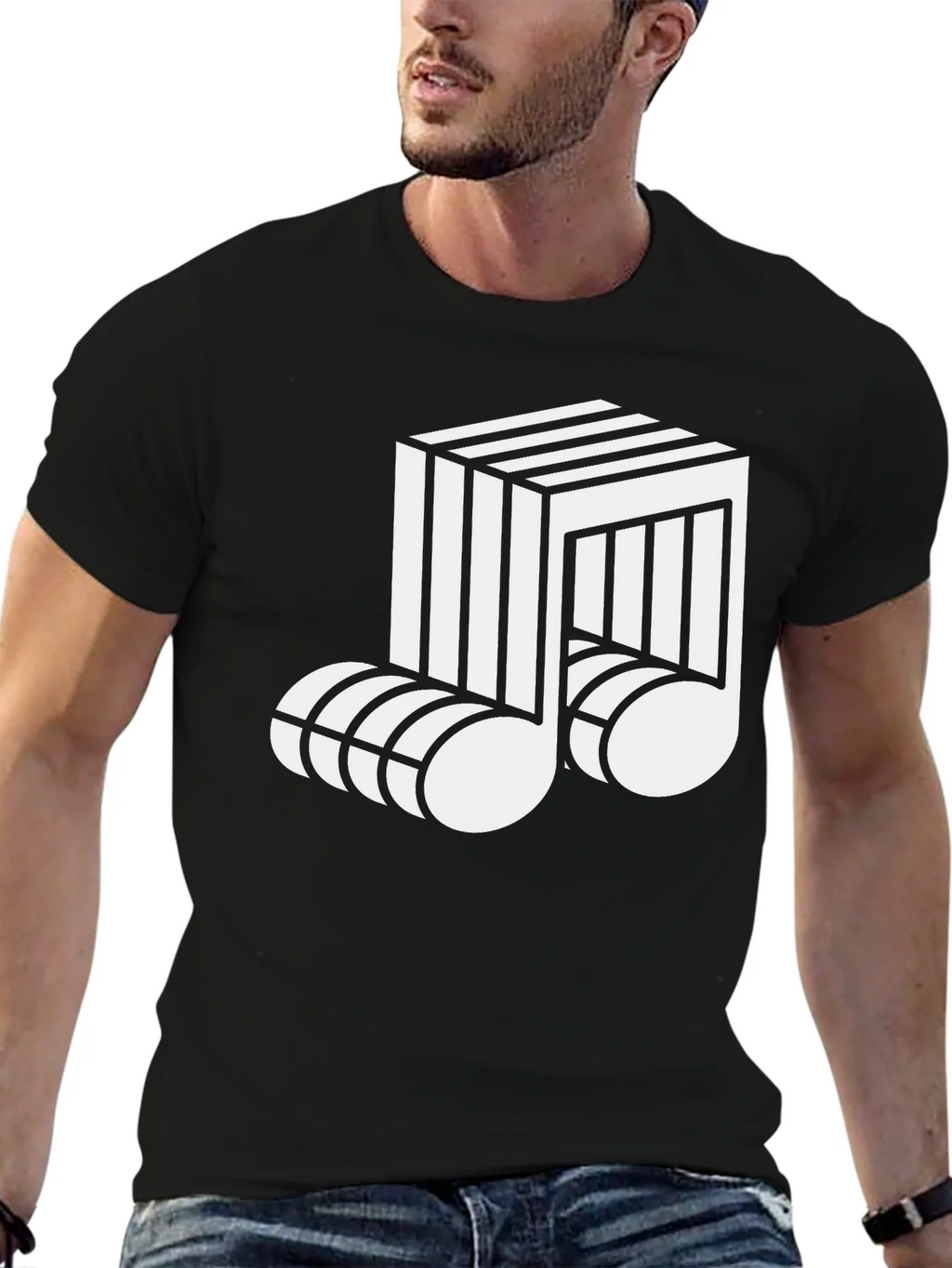 Optical Illusion Music Note Graphic Tee - Black product image 6
