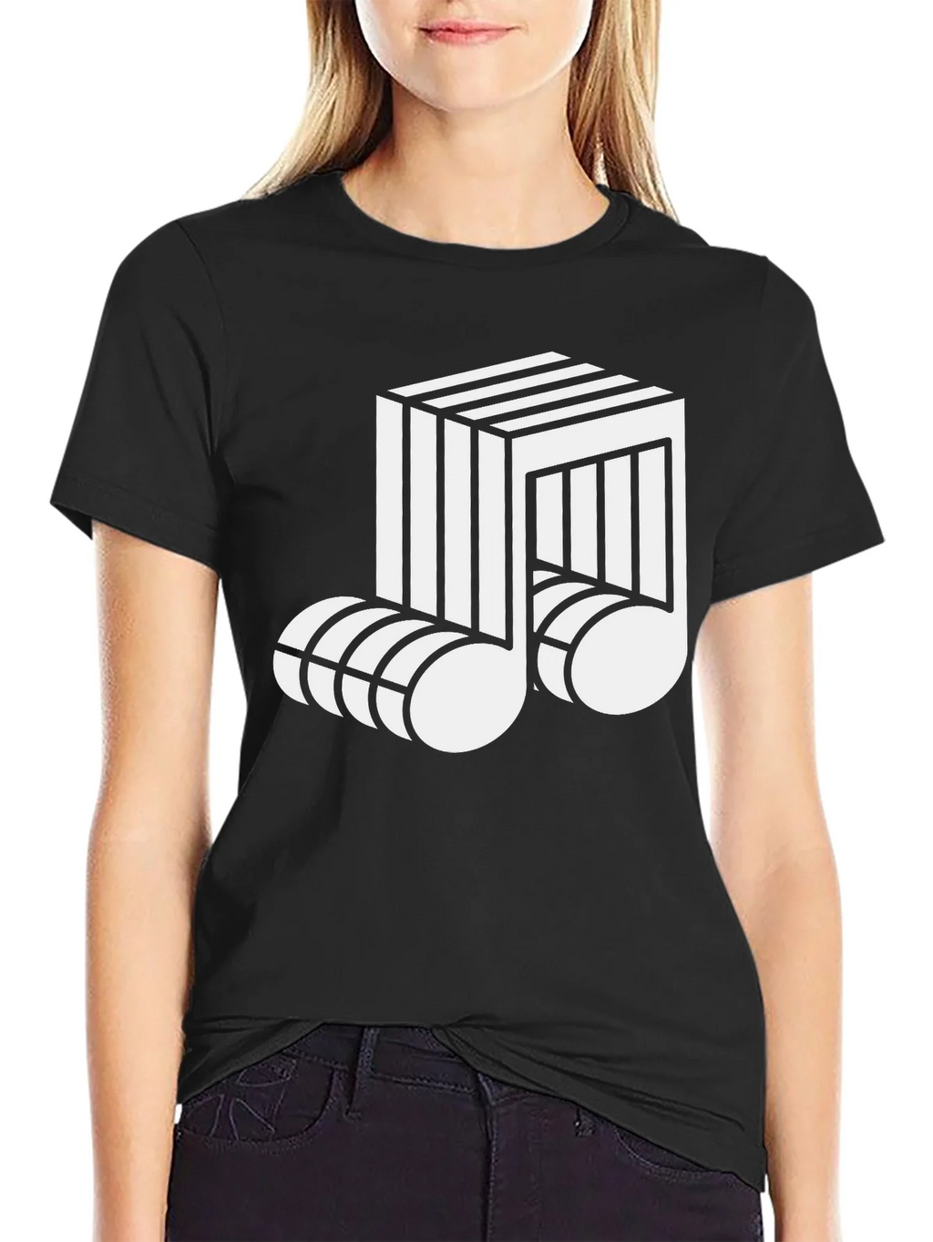 Optical Illusion Music Note Graphic Tee - Black product image 2
