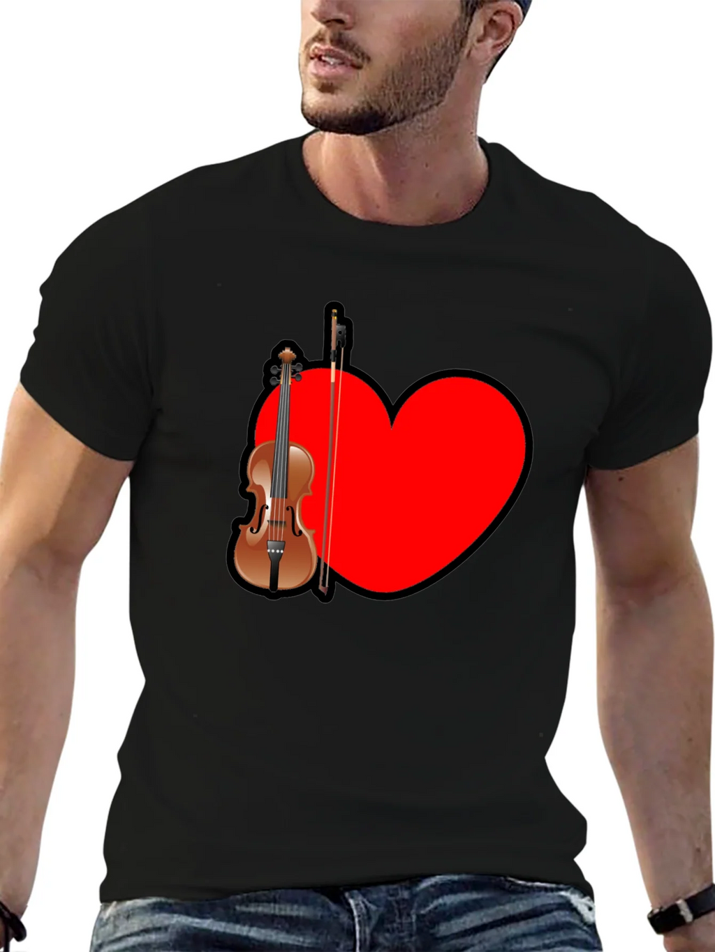 Musical Love: Violin Heart Graphic Tee product image 6