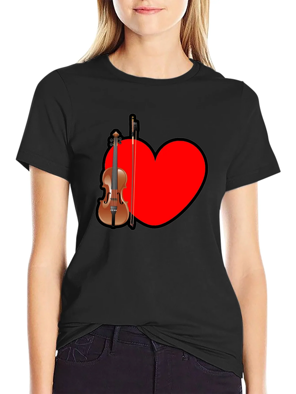 Musical Love: Violin Heart Graphic Tee product image 2