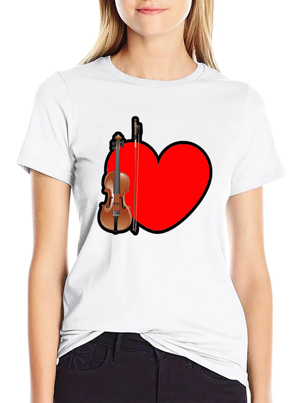 Musical Love: Violin Heart Graphic Tee product image 8