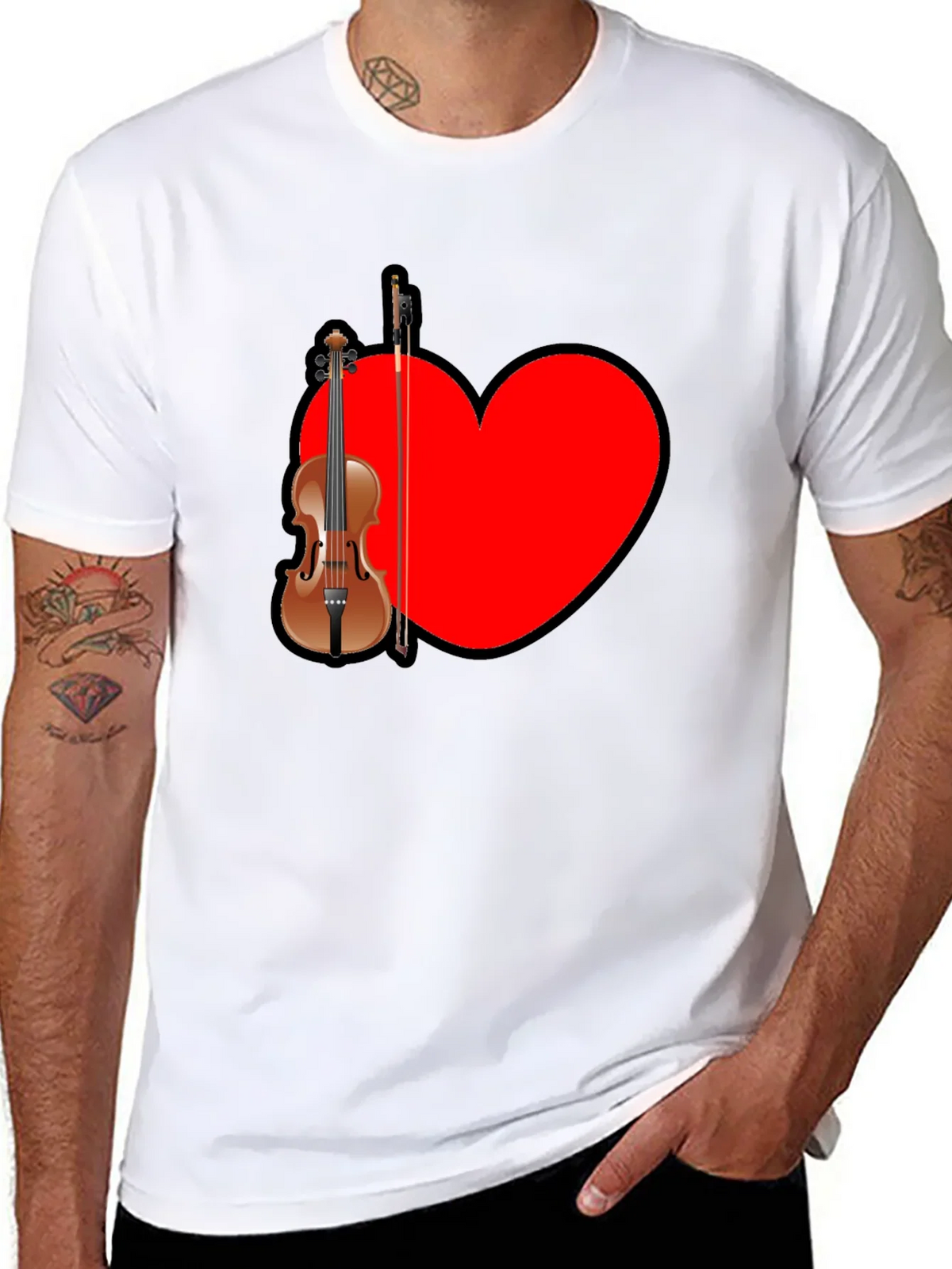 Musical Love: Violin Heart Graphic Tee product image 7