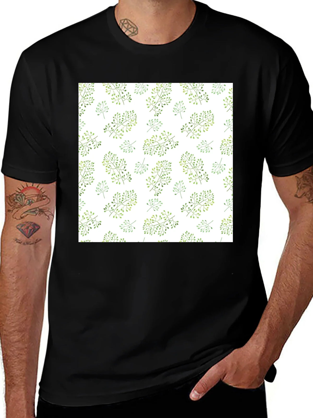 Nature Pattern Black T-Shirt product image 1
