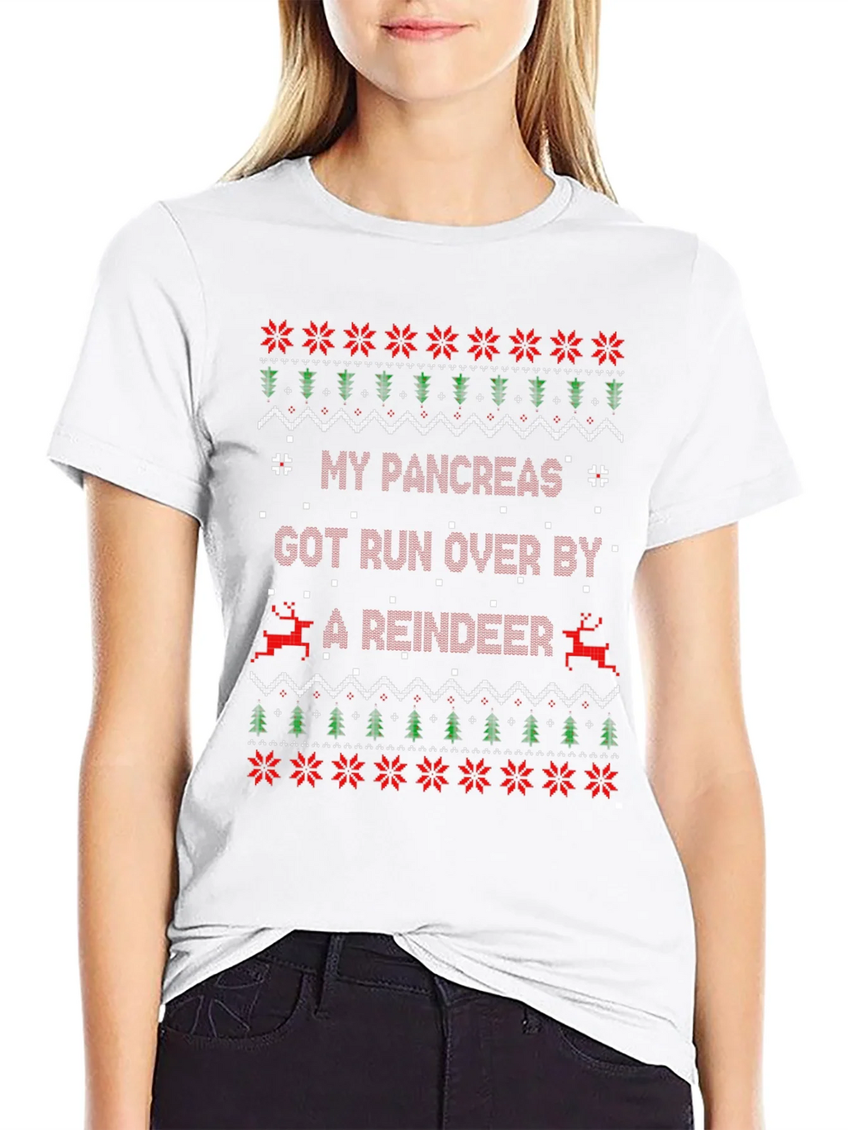 My Pancreas Reindeer Run Ugly Christmas T-Shirt product image 8