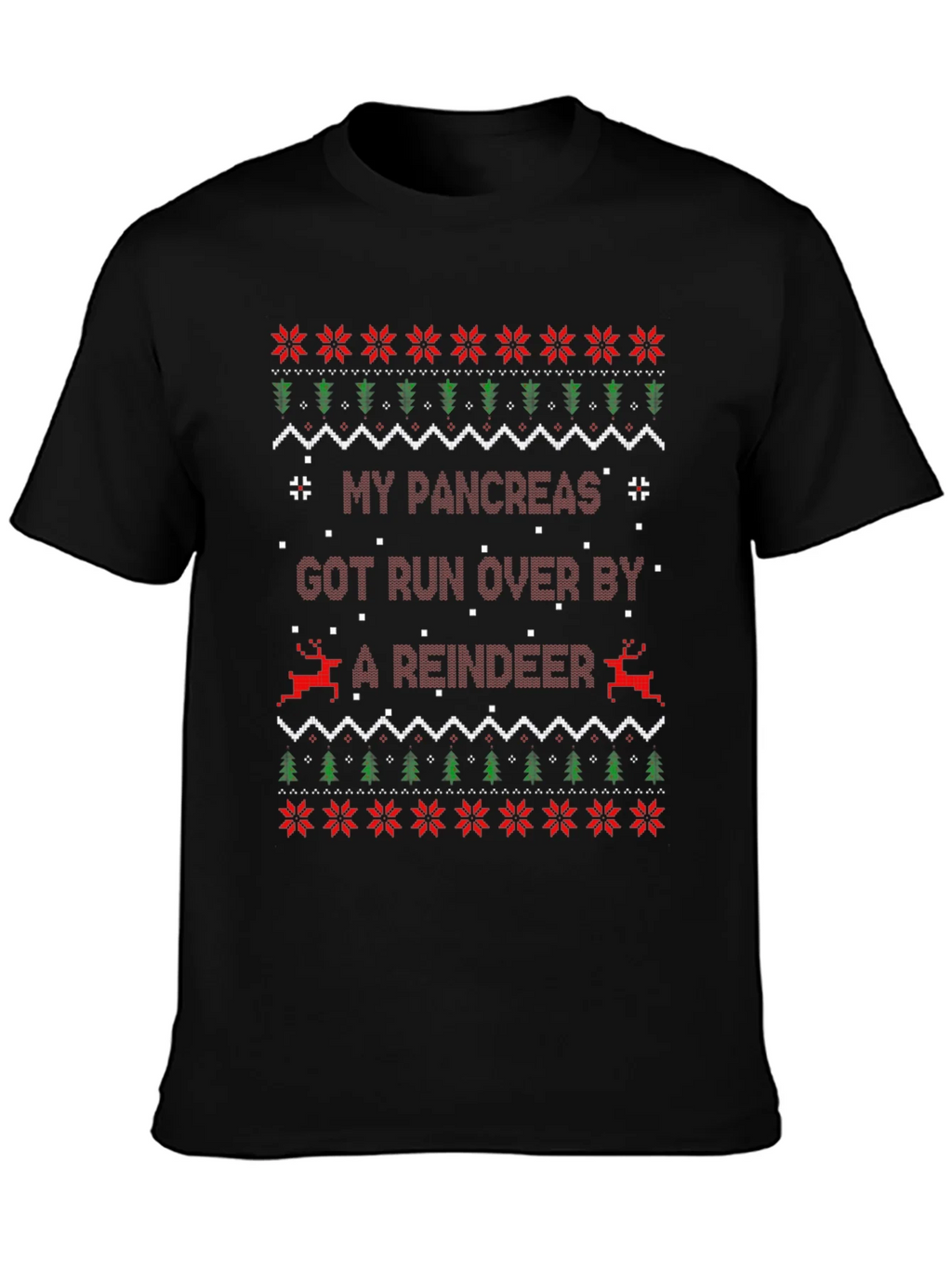 My Pancreas Reindeer Run Ugly Christmas T-Shirt product image 3