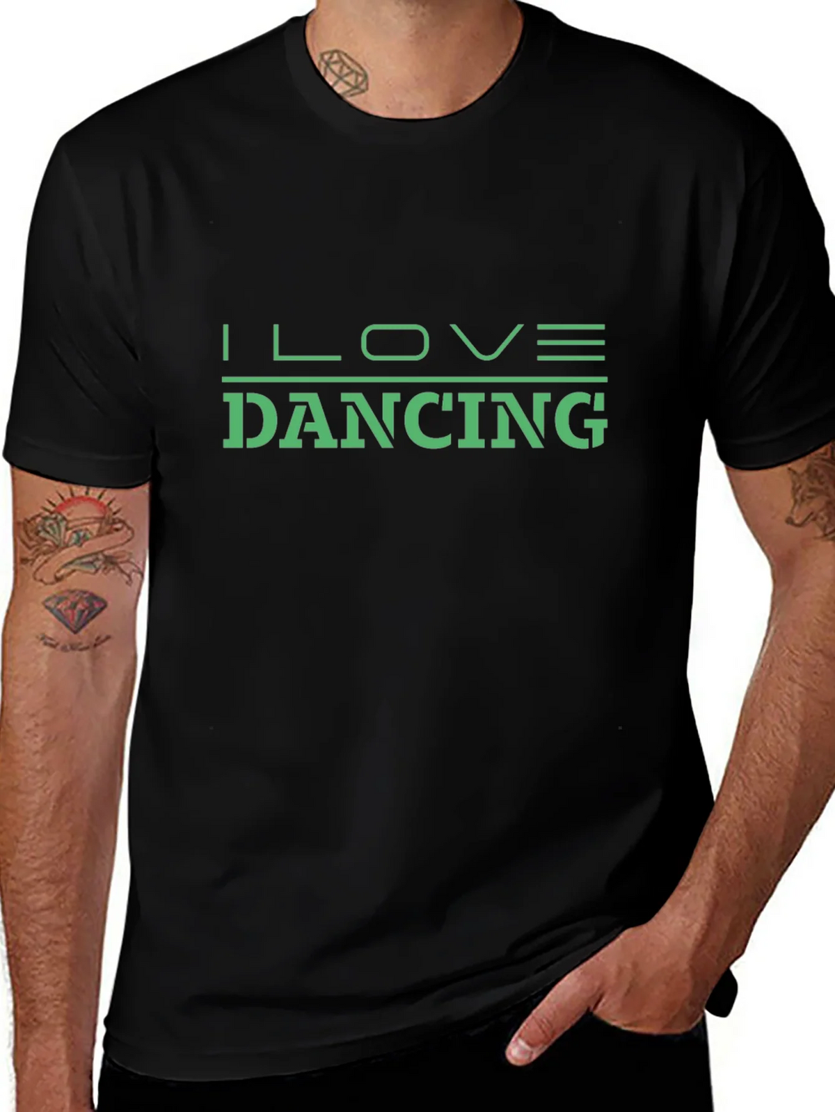 I Love Dancing Graphic Tee - Black Cotton Shirt product image 1