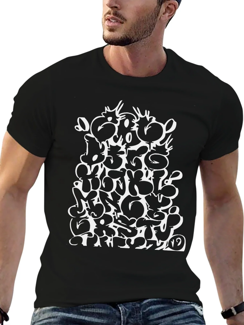 Abstract Graphic Print T-Shirt - Black product image 6