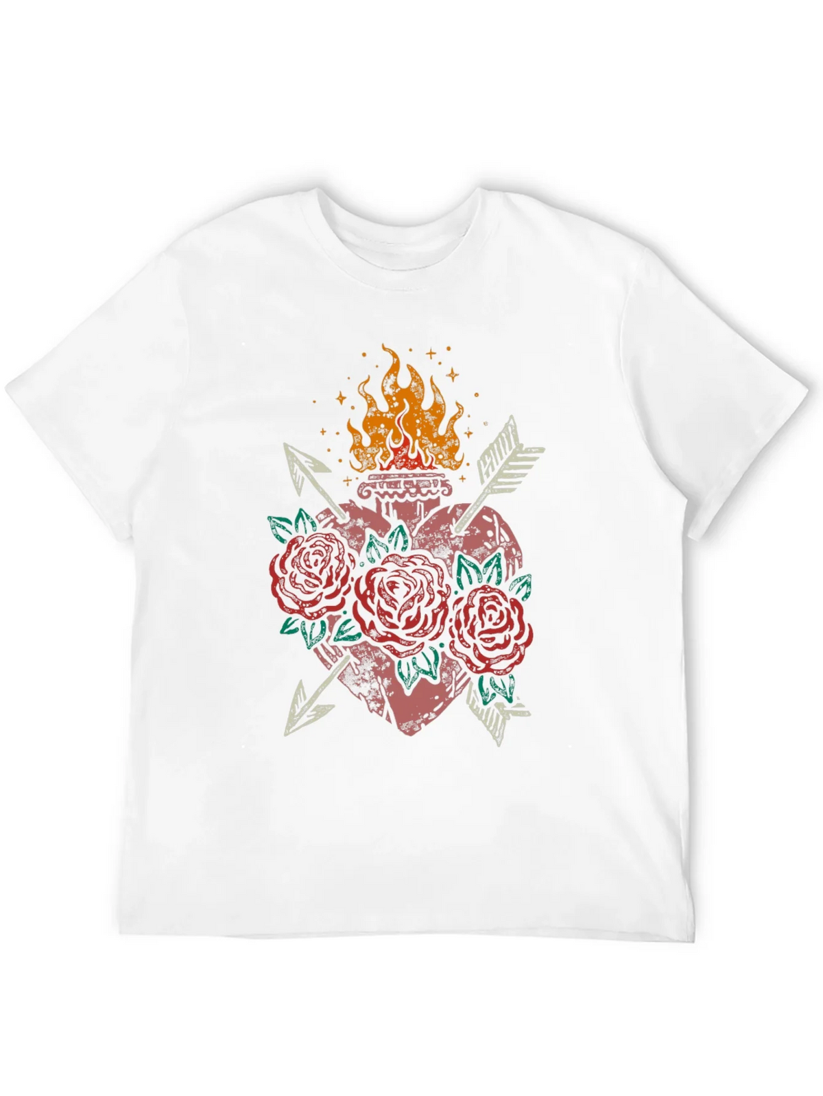 Flaming Heart Roses Arrows Graphic Tee product image 11