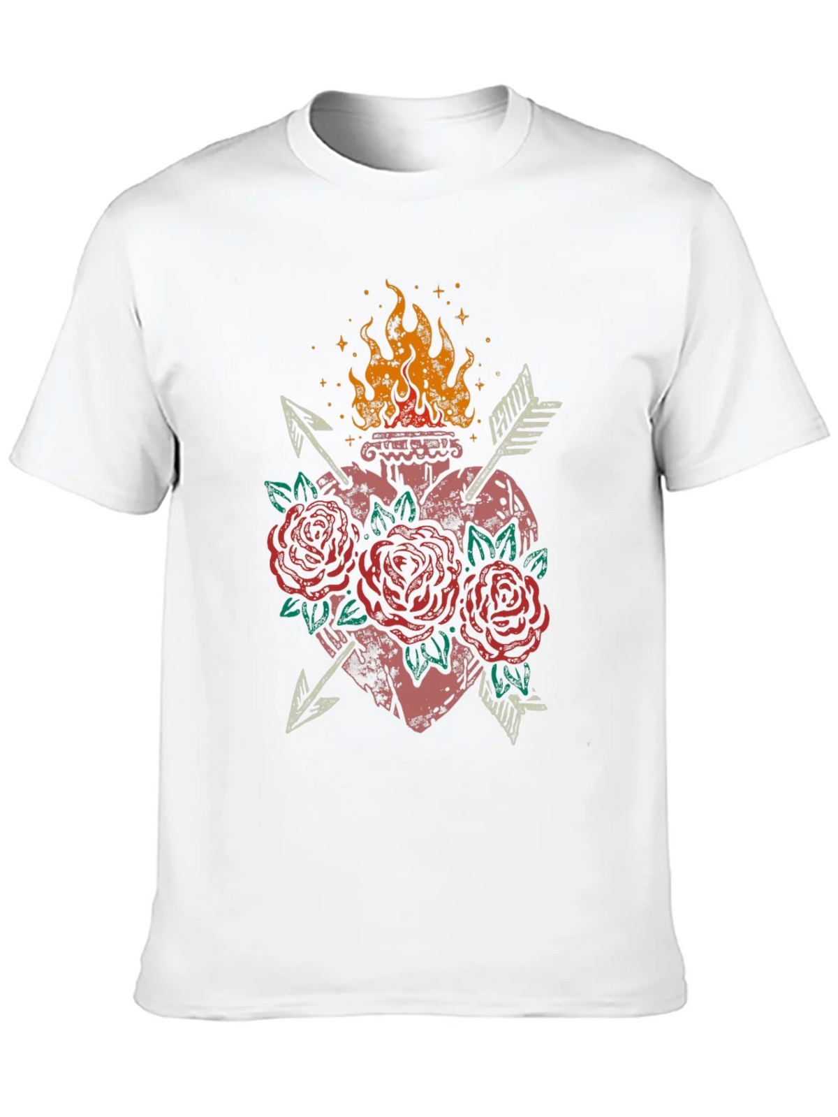 Flaming Heart Roses Arrows Graphic Tee product image 9