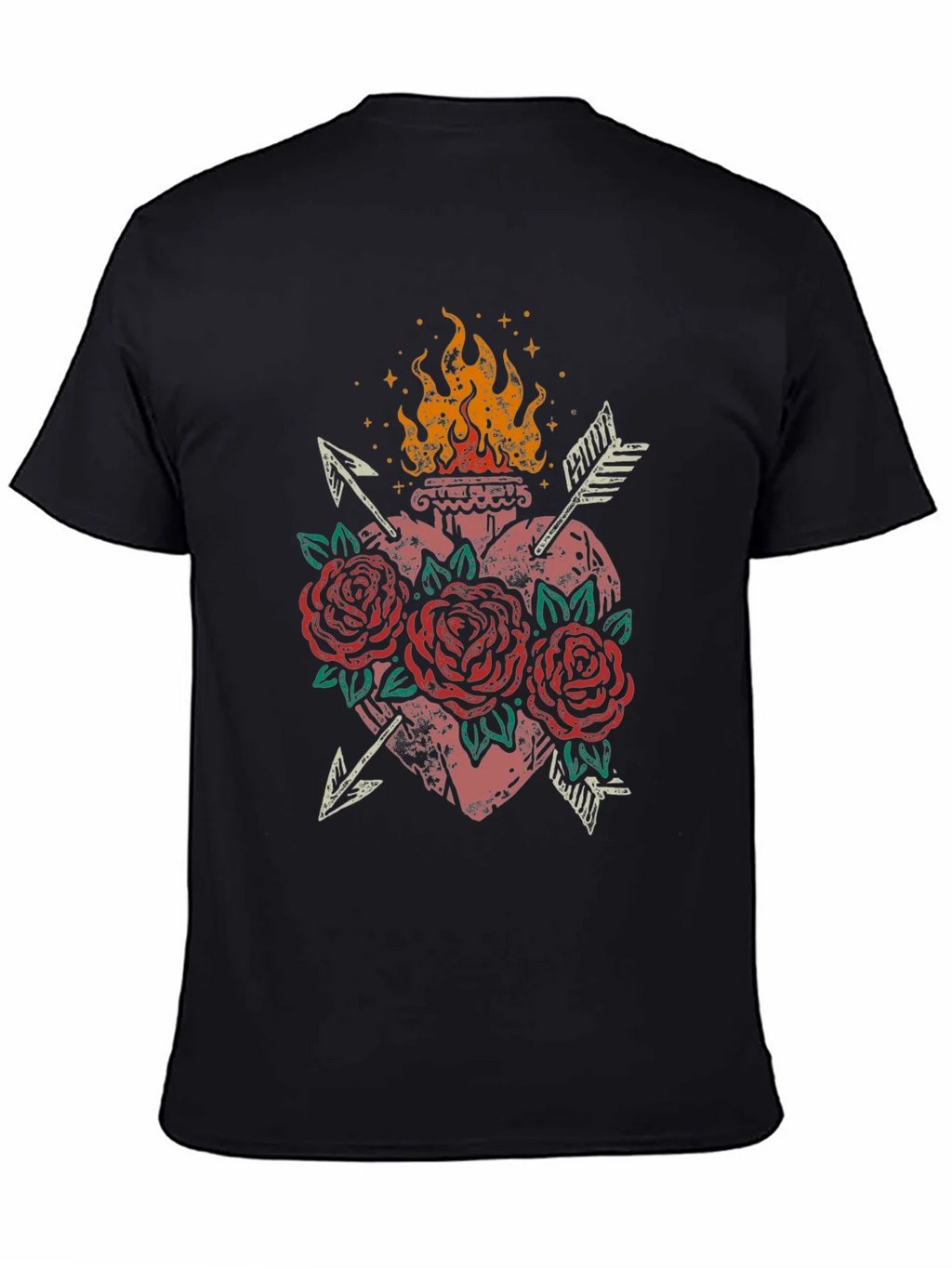 Flaming Heart Roses Arrows Graphic Tee product image 4