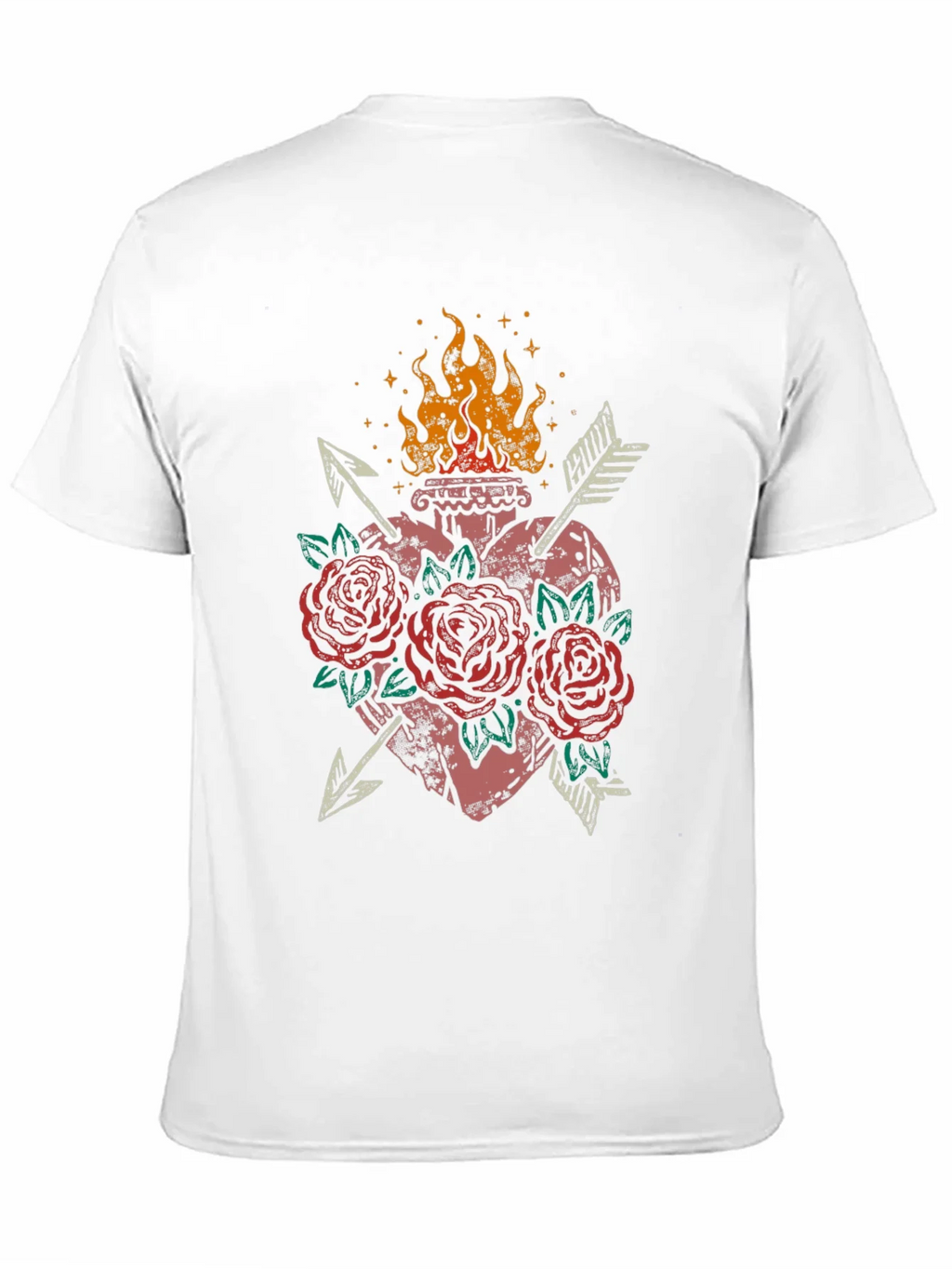 Flaming Heart Roses Arrows Graphic Tee product image 10