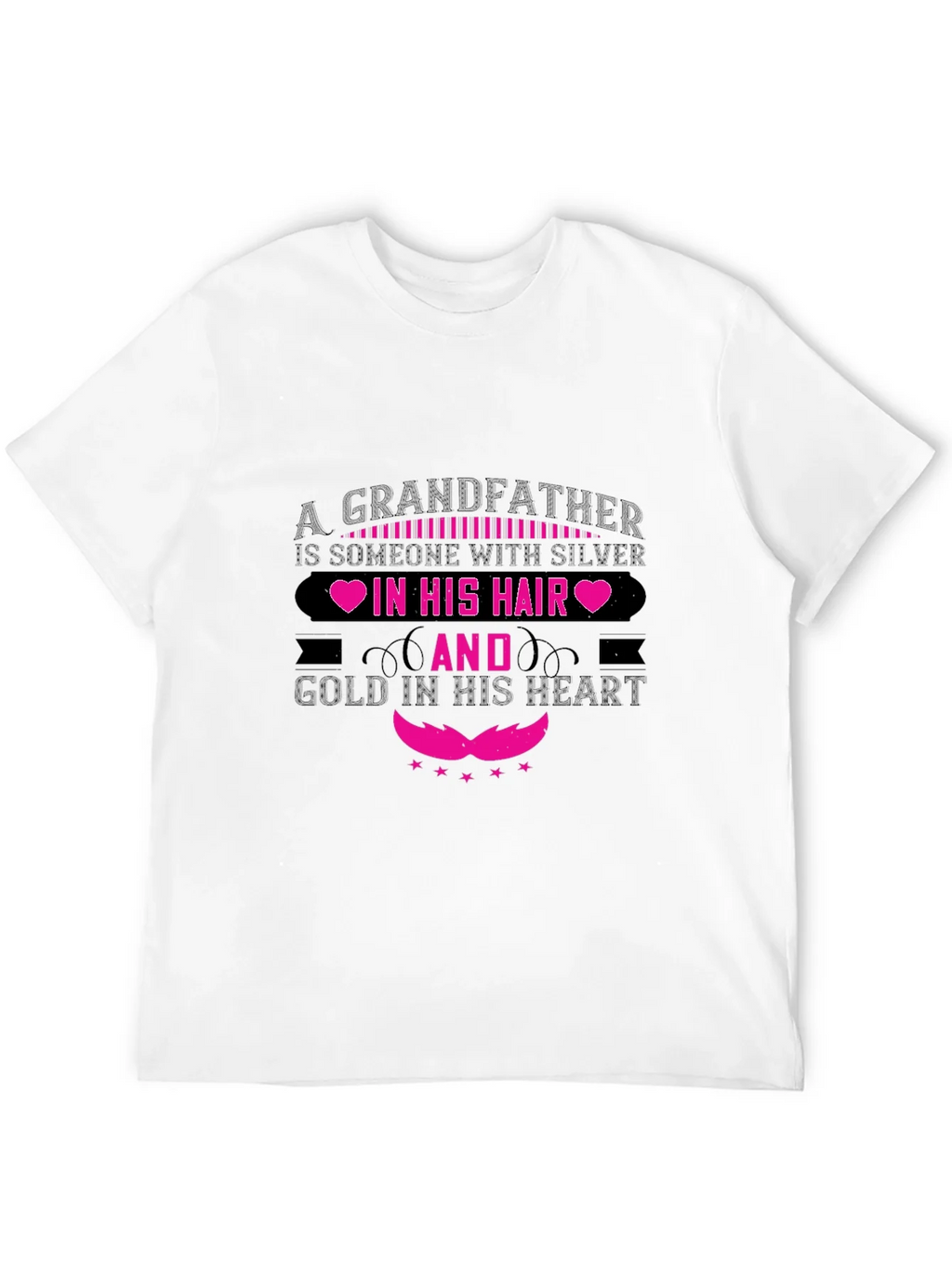 Grandfather Silver Hair Gold Heart Black T-Shirt product image 6
