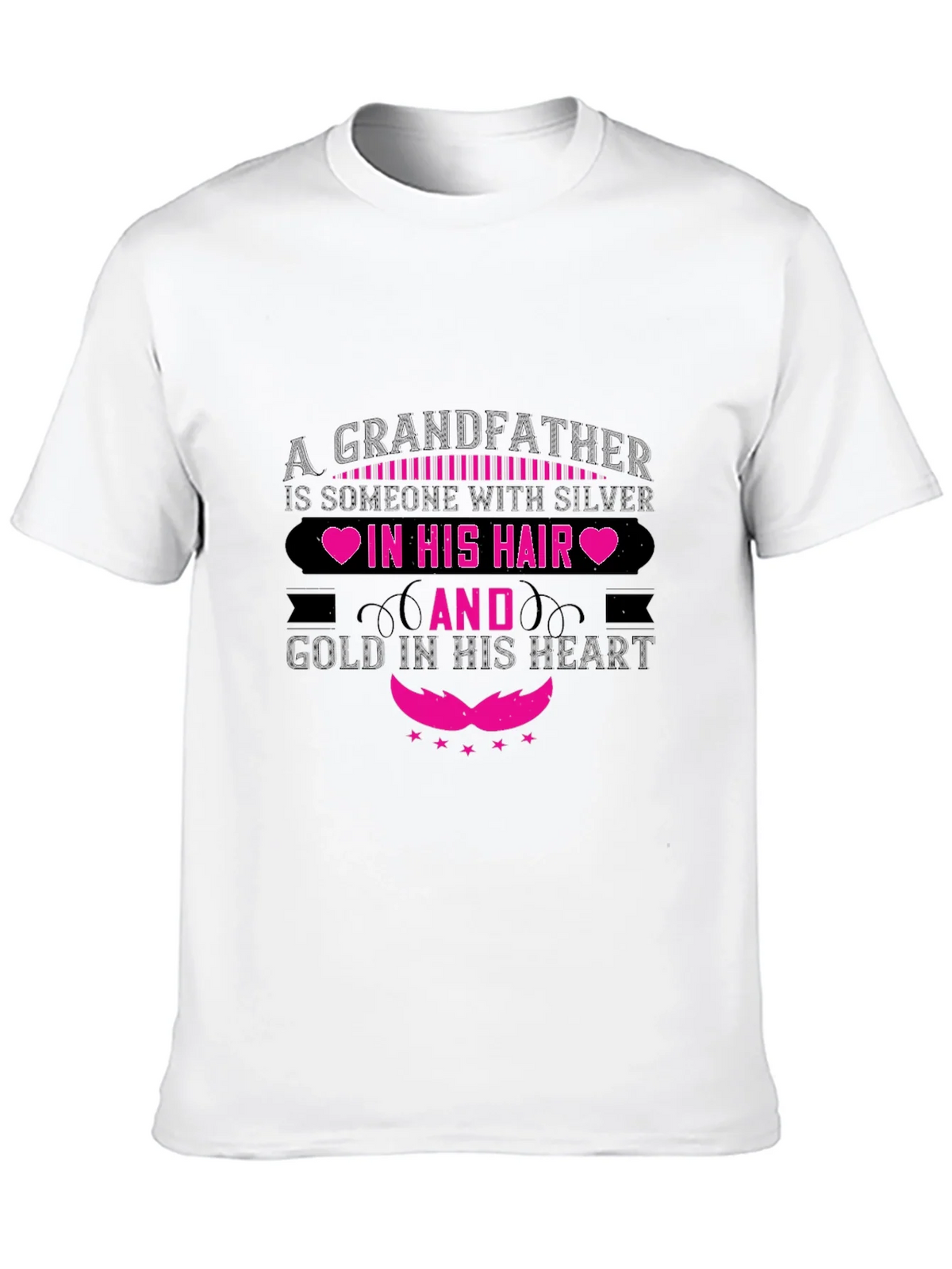 Grandfather Silver Hair Gold Heart Black T-Shirt product image 5