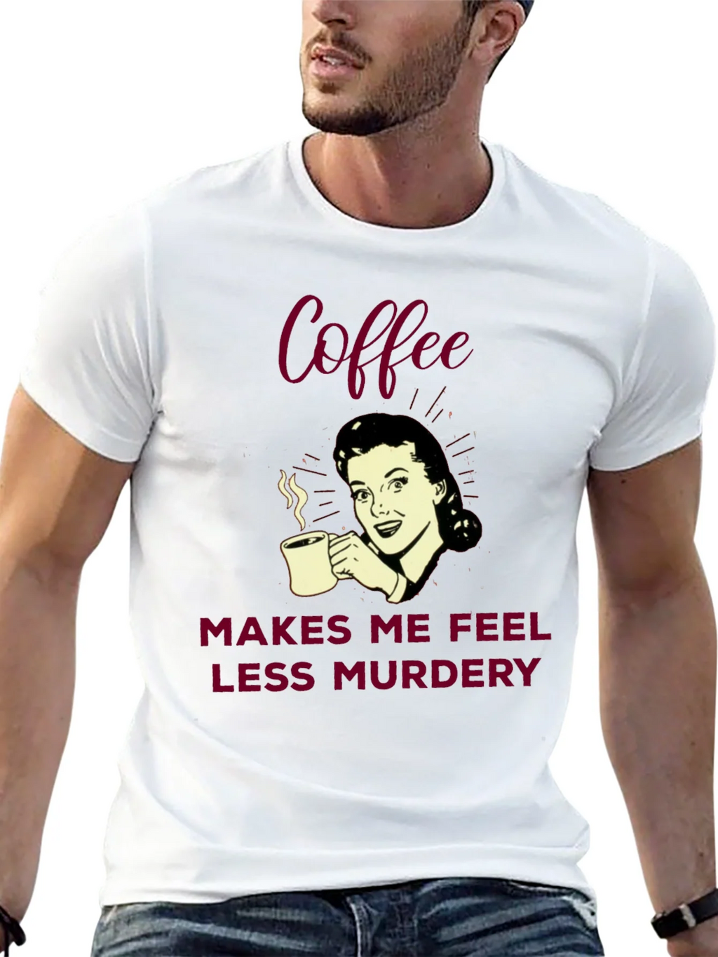 Coffee Makes Me Feel Less Murdery Graphic Tee product image 12