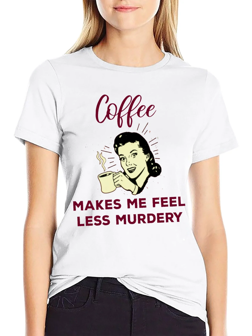 Coffee Makes Me Feel Less Murdery Graphic Tee product image 8