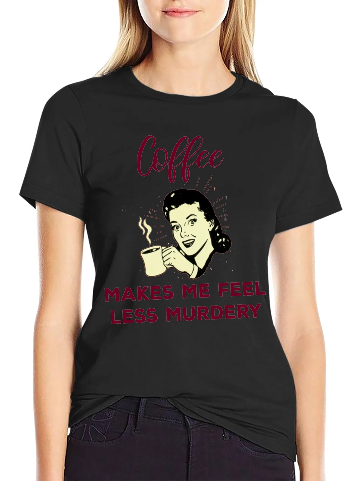 Coffee Makes Me Feel Less Murdery Graphic Tee product image 2