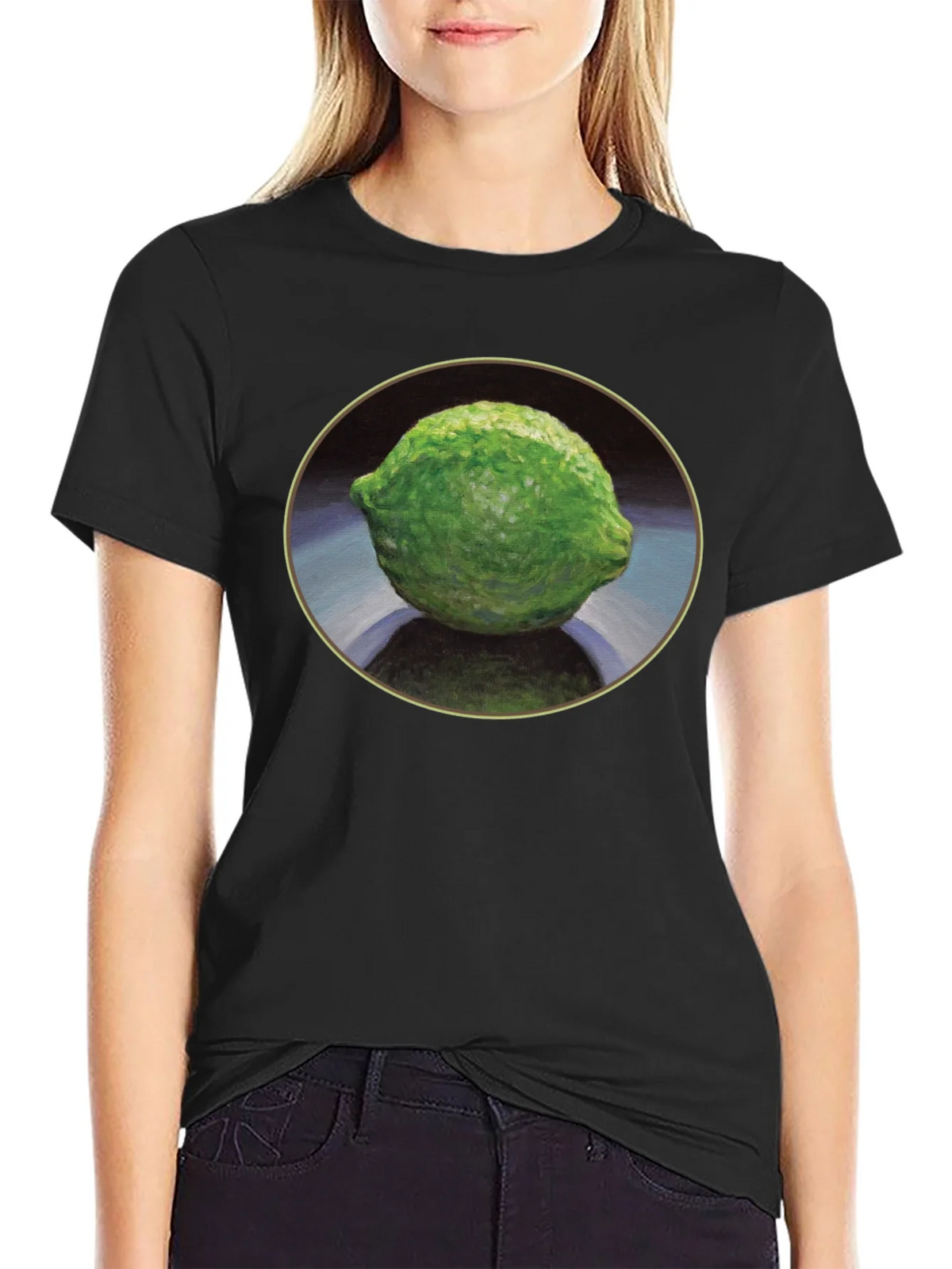Lime Still Life Black T-Shirt product image 2