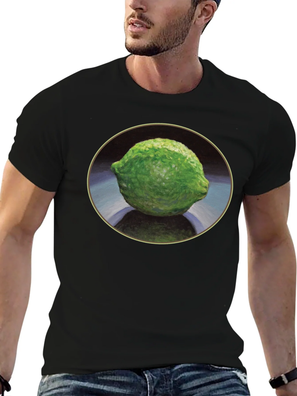 Lime Still Life Black T-Shirt product image 6