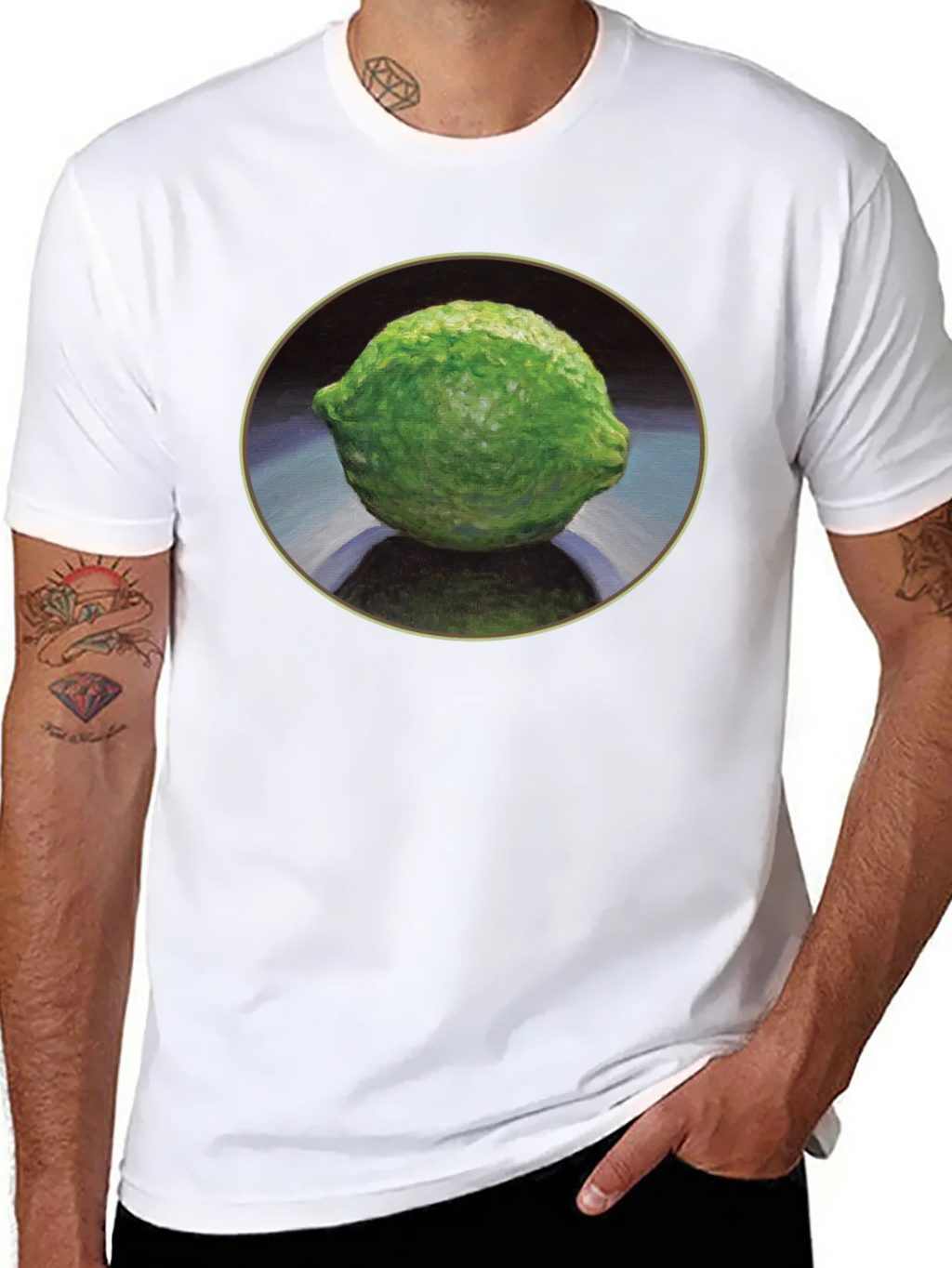 Lime Still Life Black T-Shirt product image 7