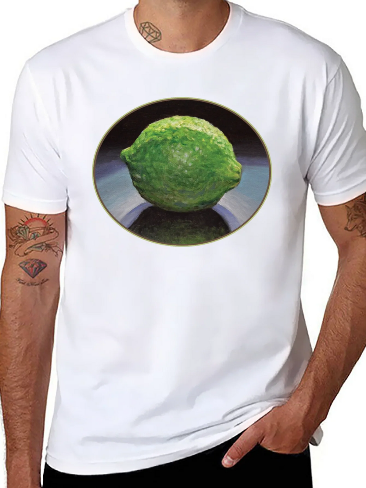 Lime Still Life Black T-Shirt product image 7