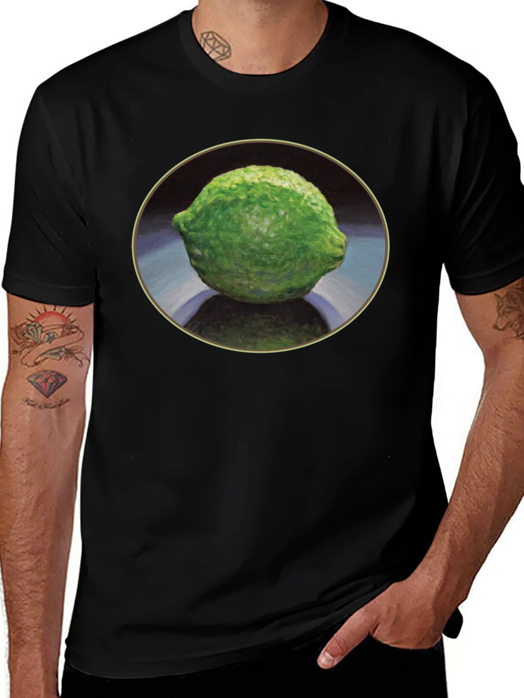 Lime Still Life Black T-Shirt product image 1
