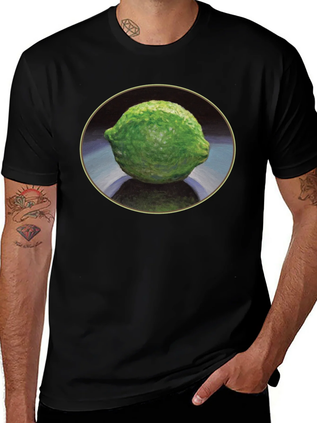 Lime Still Life Black T-Shirt product image 1