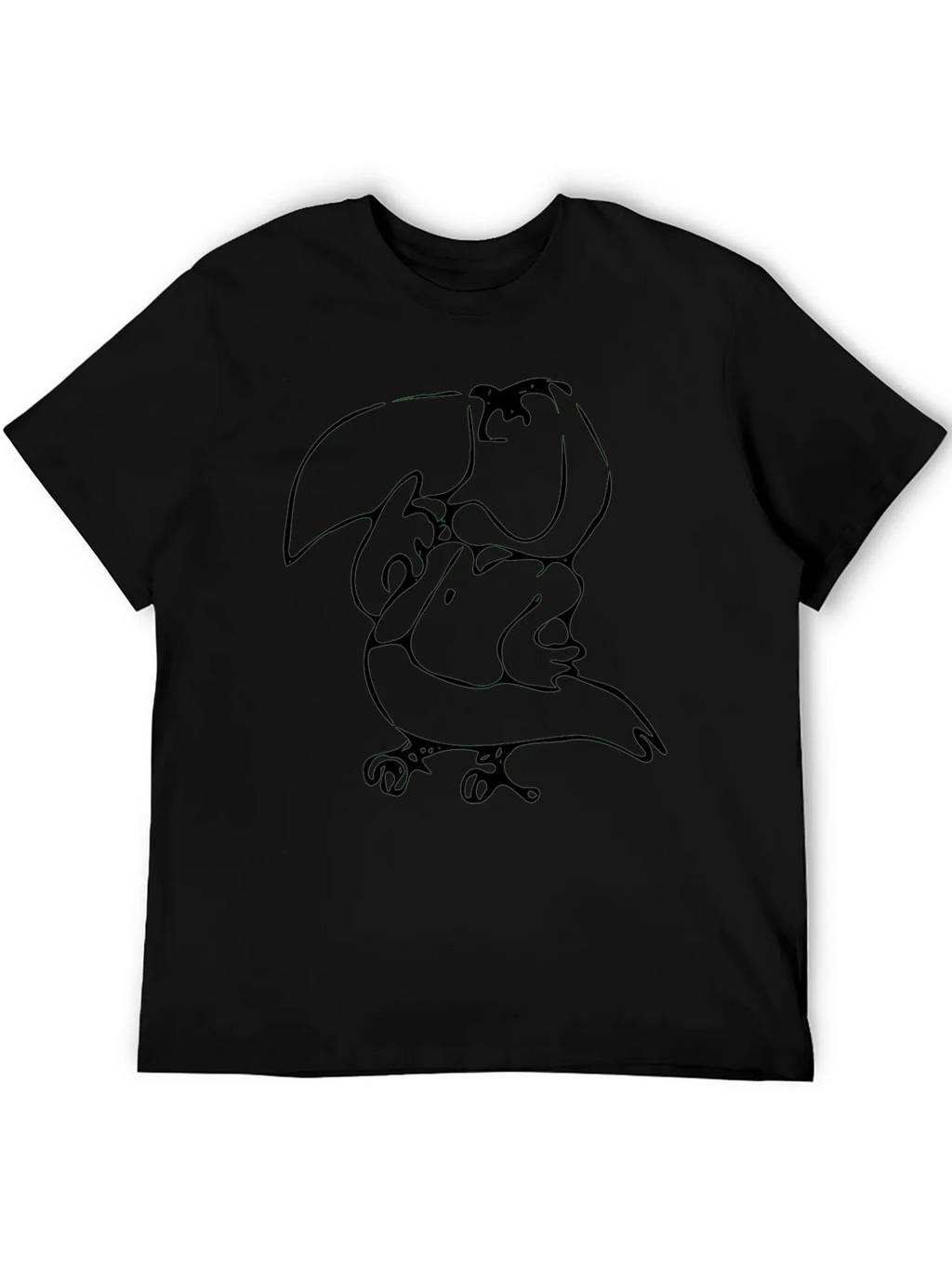 Abstract Toucan Graphic Tee - Black Cotton Casual Shirt product image 5