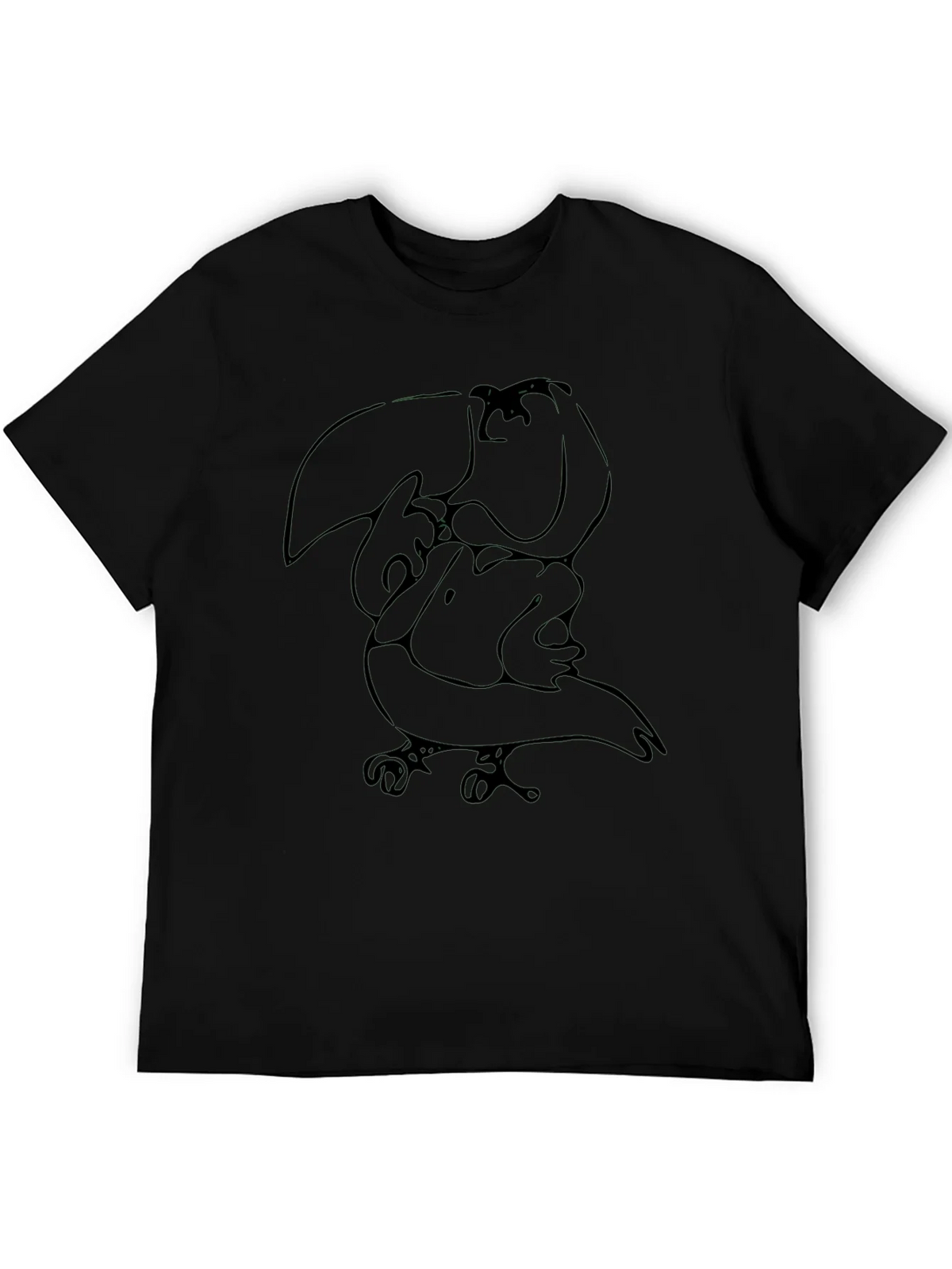 Abstract Toucan Graphic Tee - Black Cotton Casual Shirt product image 5