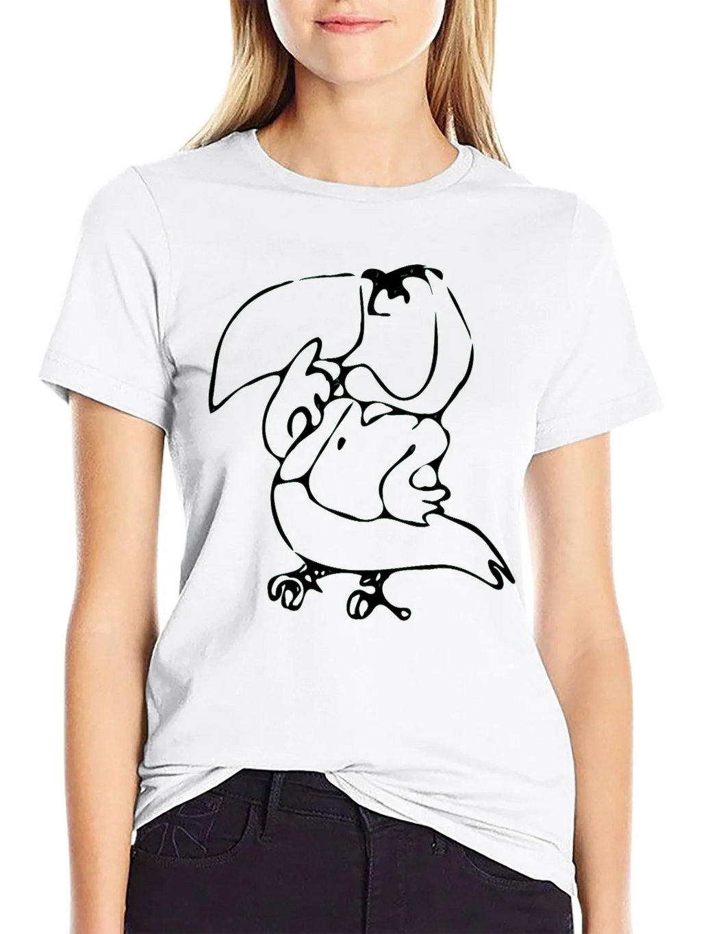 Abstract Toucan Graphic Tee - Black Cotton Casual Shirt product image 8