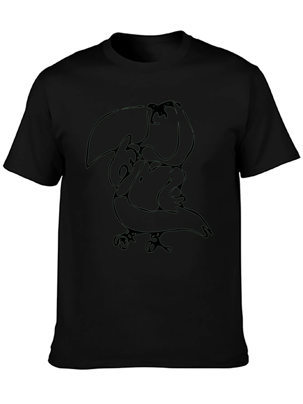 Abstract Toucan Graphic Tee - Black Cotton Casual Shirt product image 3