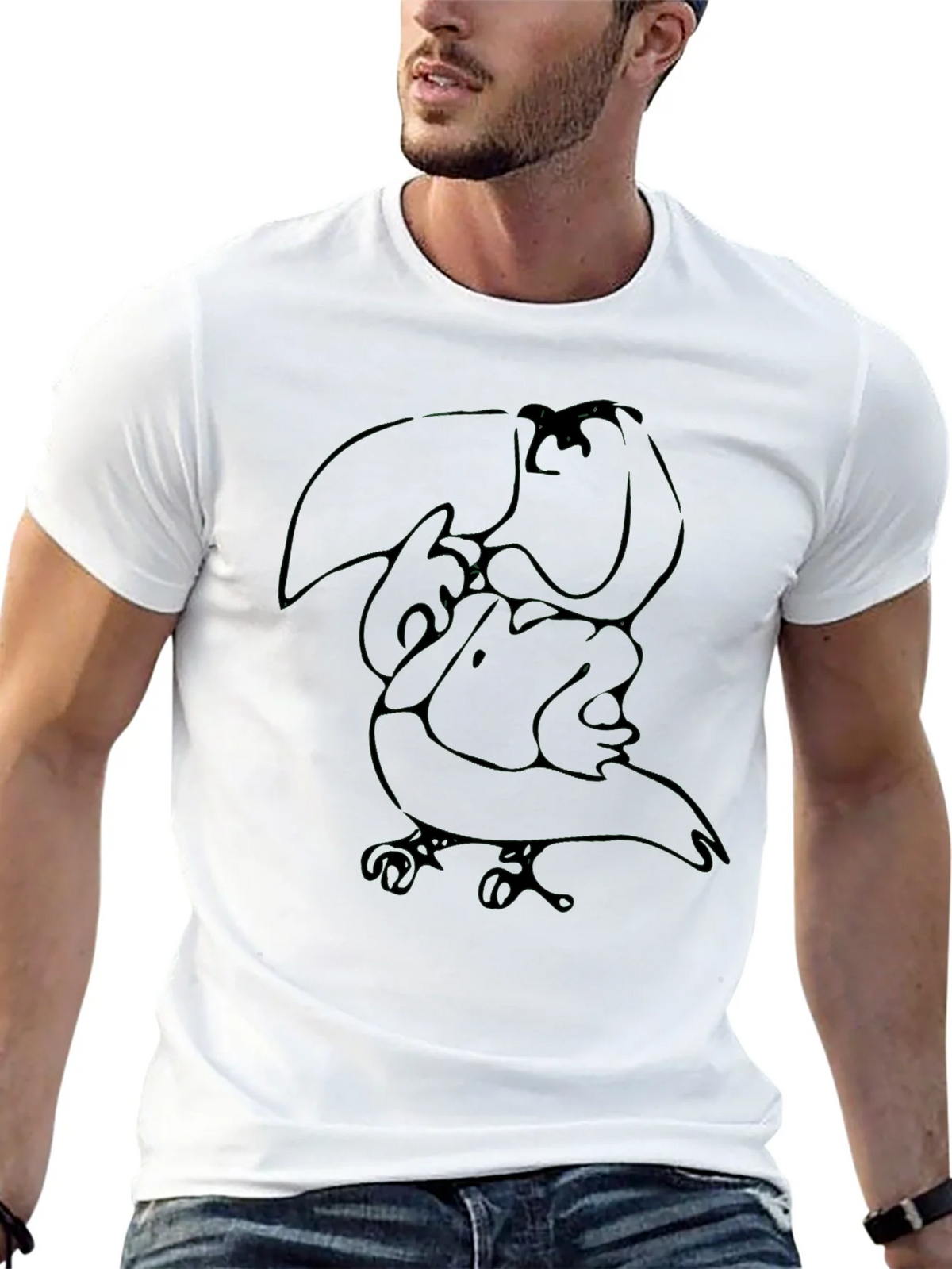 Abstract Toucan Graphic Tee - Black Cotton Casual Shirt product image 12
