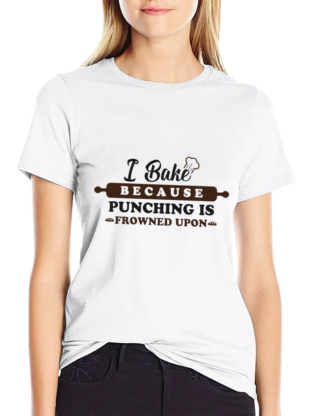 I Bake Because Punching Is Frowned Upon Black Tee product image 8