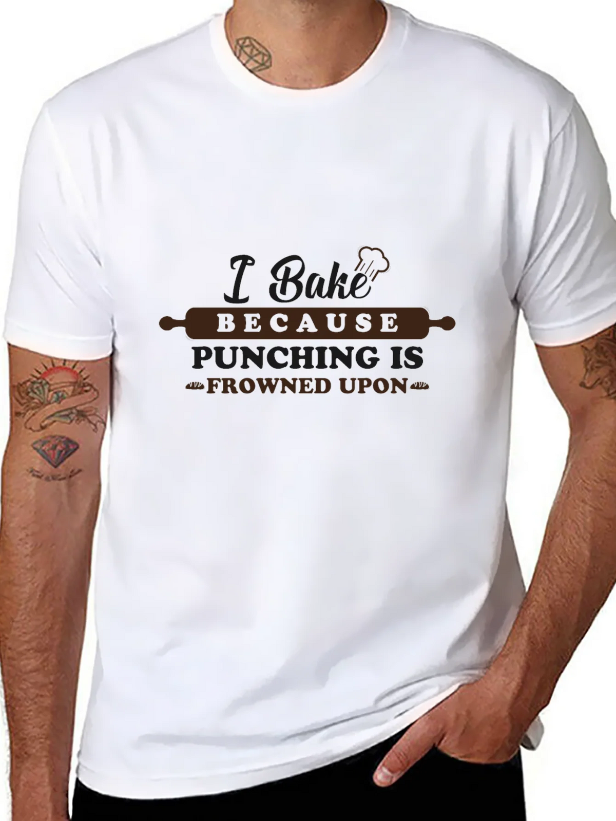 I Bake Because Punching Is Frowned Upon Black Tee product image 7