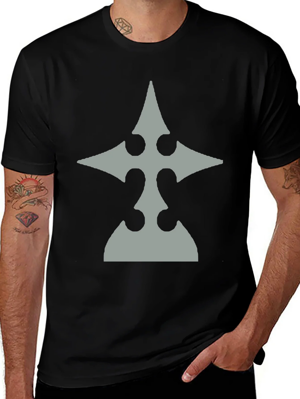 Mens Black T-Shirt with Gray Emblem product image 1