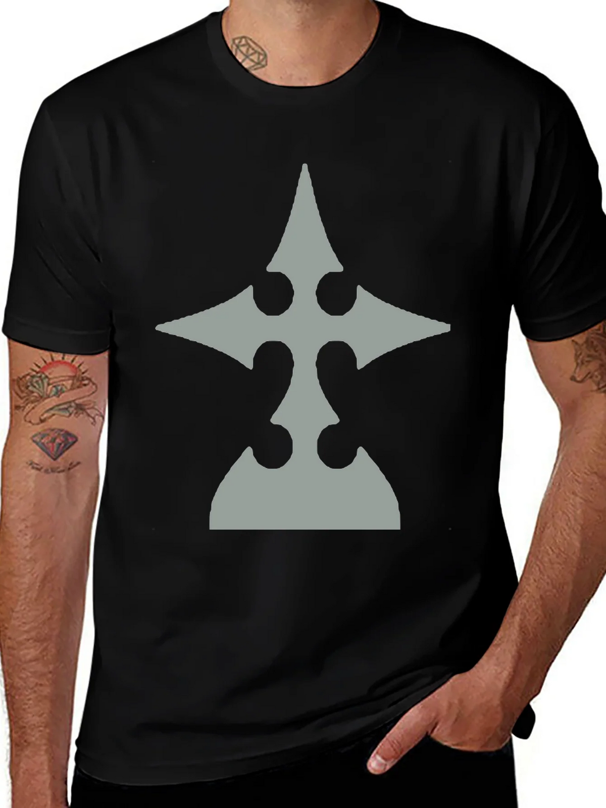 Mens Black T-Shirt with Gray Emblem product image 1
