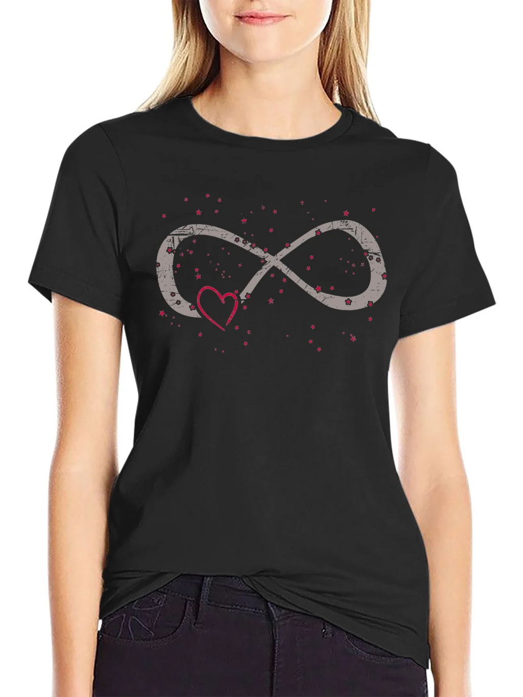 Infinity Love Heart Graphic Tee - Black Casual Shirt product image 2
