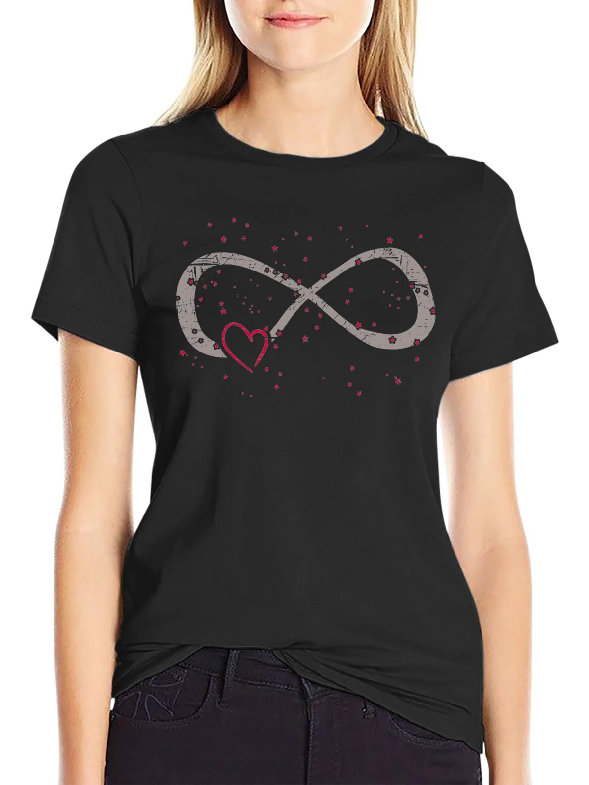 Infinity Love Heart Graphic Tee - Black Casual Shirt product image 2