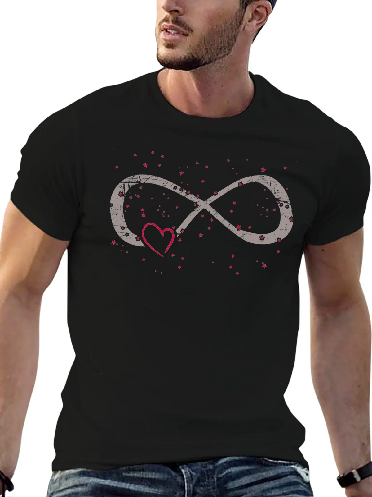 Infinity Love Heart Graphic Tee - Black Casual Shirt product image 6