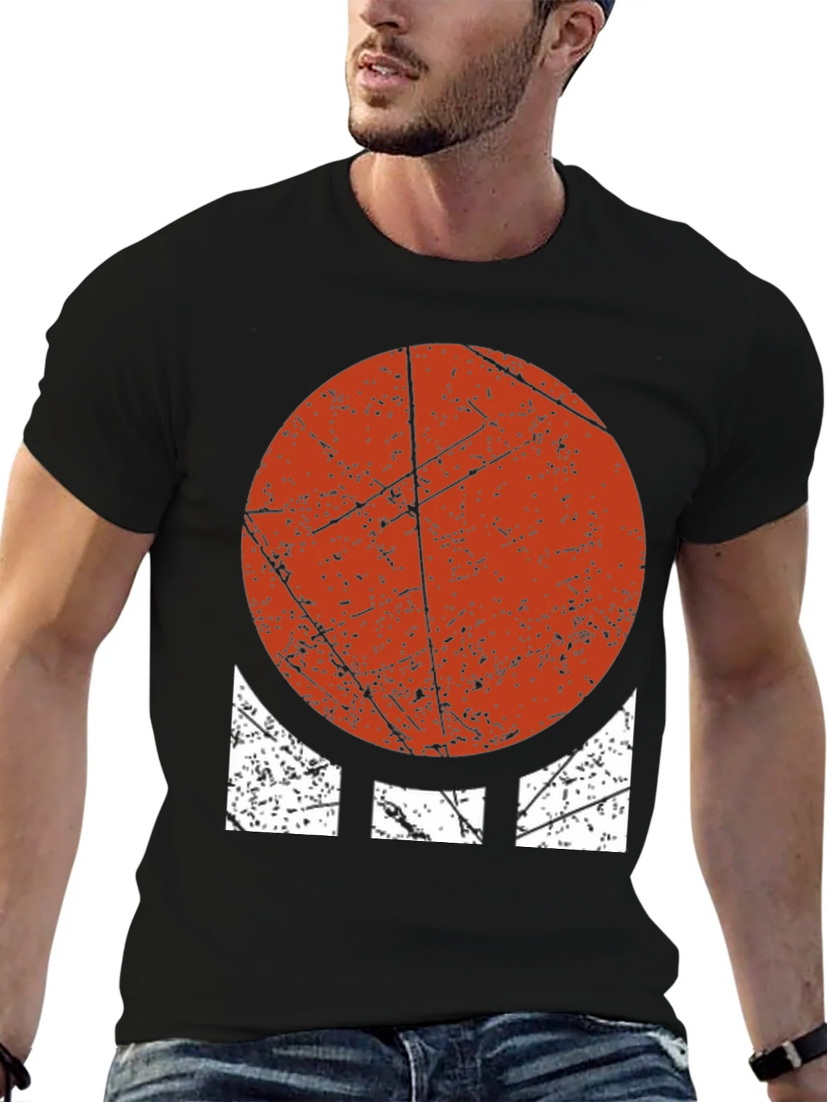 Distressed Geometric Graphic Tee - Bold Circle Design product image 6