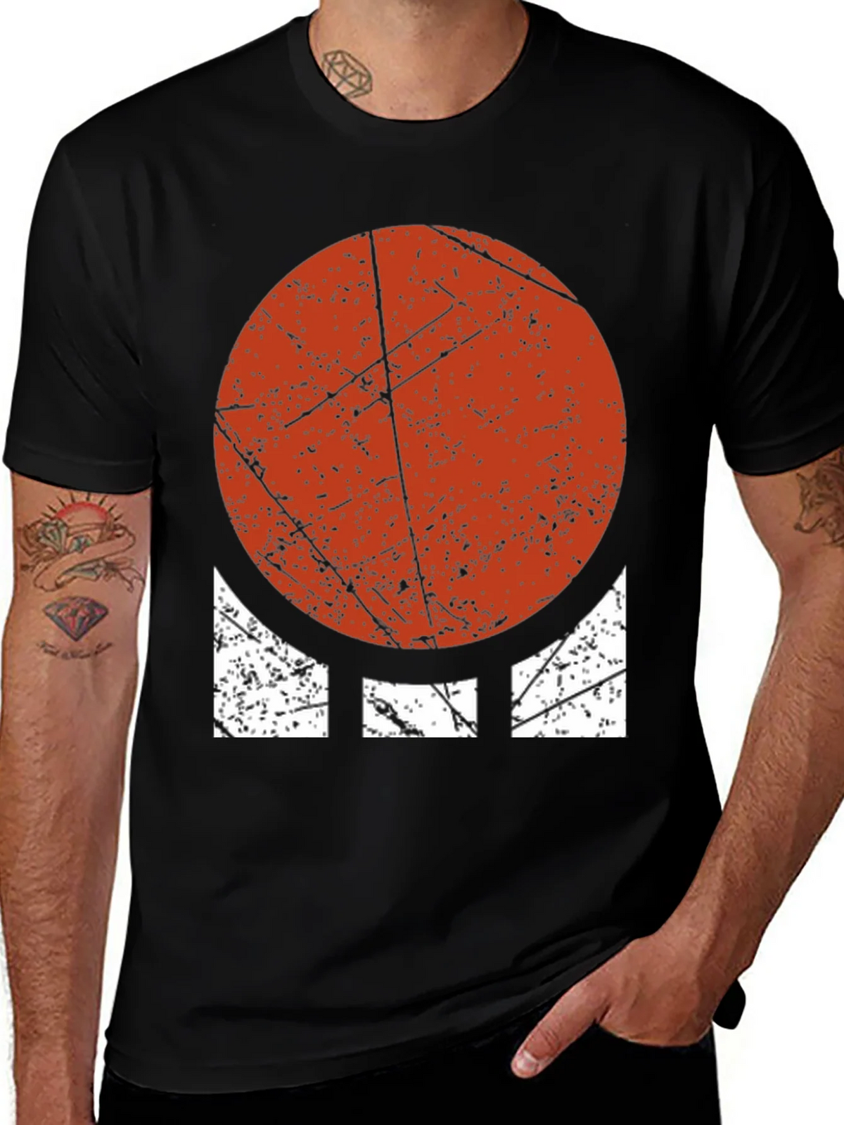 Distressed Geometric Graphic Tee - Bold Circle Design product image 1