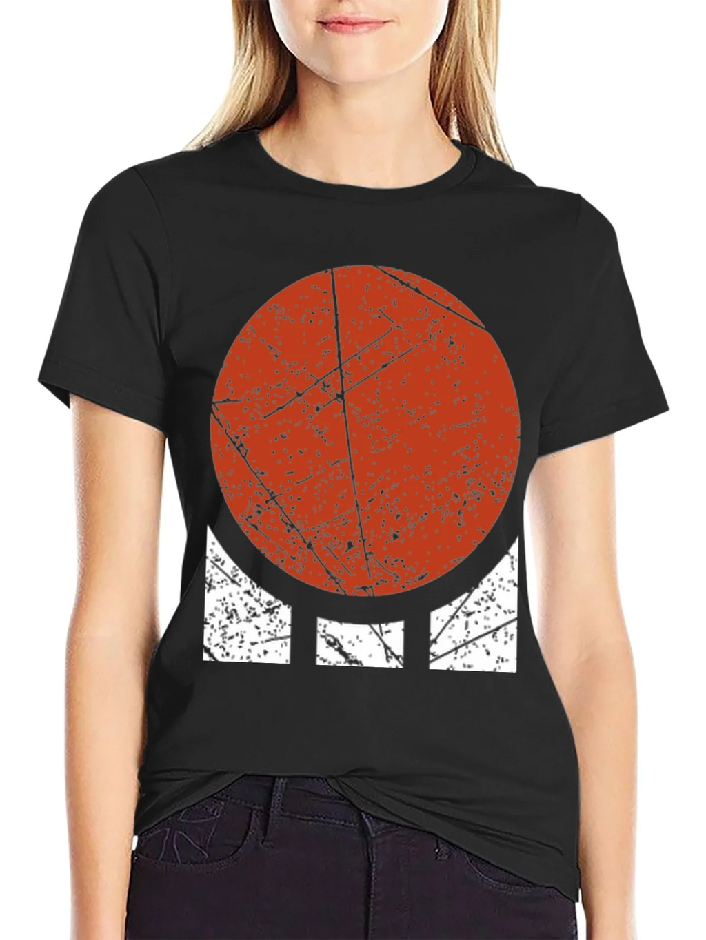 Distressed Geometric Graphic Tee - Bold Circle Design product image 2