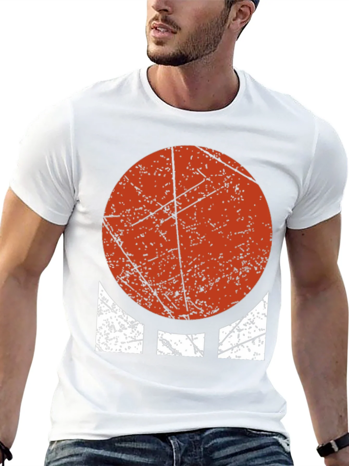 Distressed Geometric Graphic Tee - Bold Circle Design product image 9