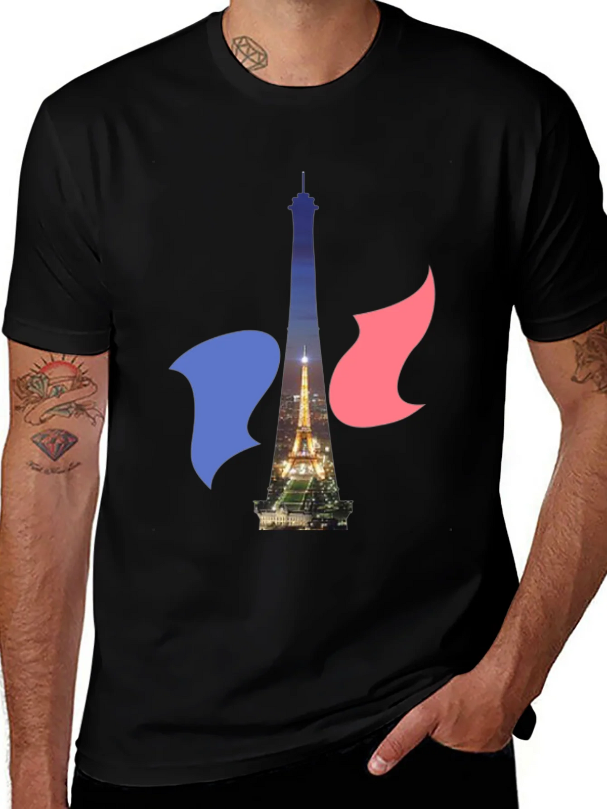 Paris Eiffel Tower Graphic Tee - French Flag product image 1