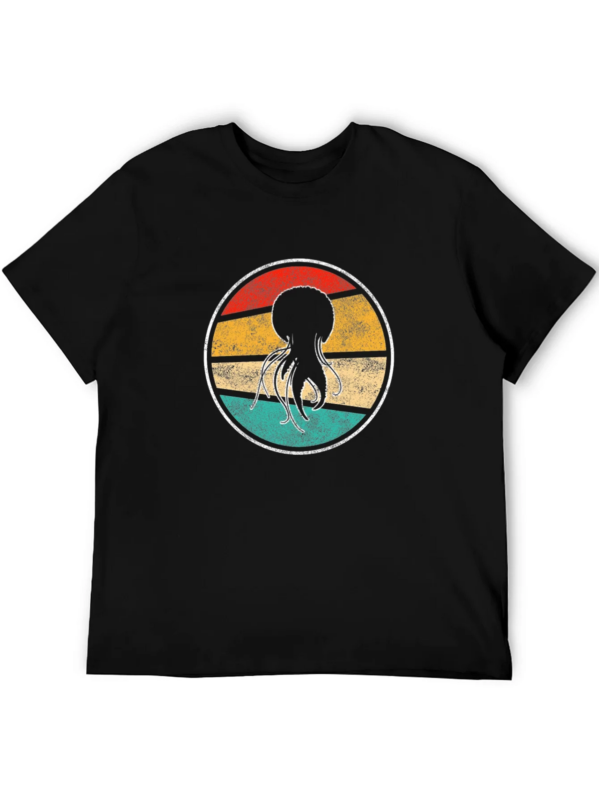 Retro Jellyfish Graphic Tee - Black Cotton T-Shirt product image 5