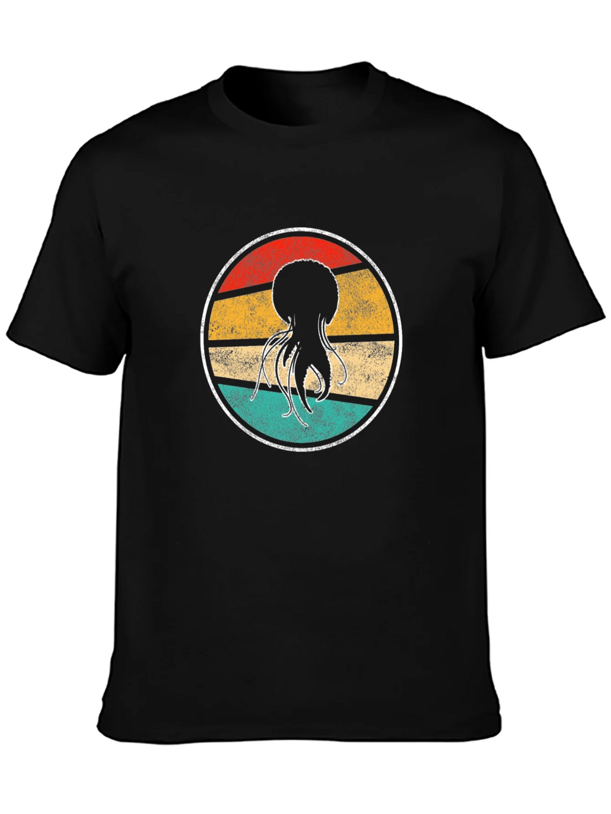 Retro Jellyfish Graphic Tee - Black Cotton T-Shirt product image 3