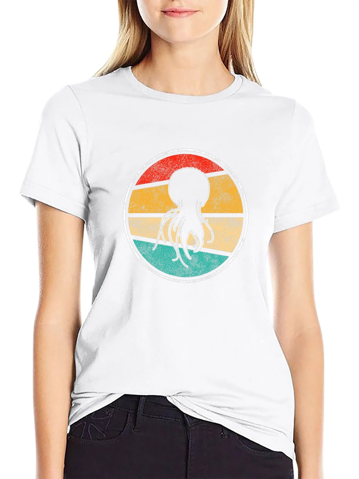 Retro Jellyfish Graphic Tee - Black Cotton T-Shirt product image 8