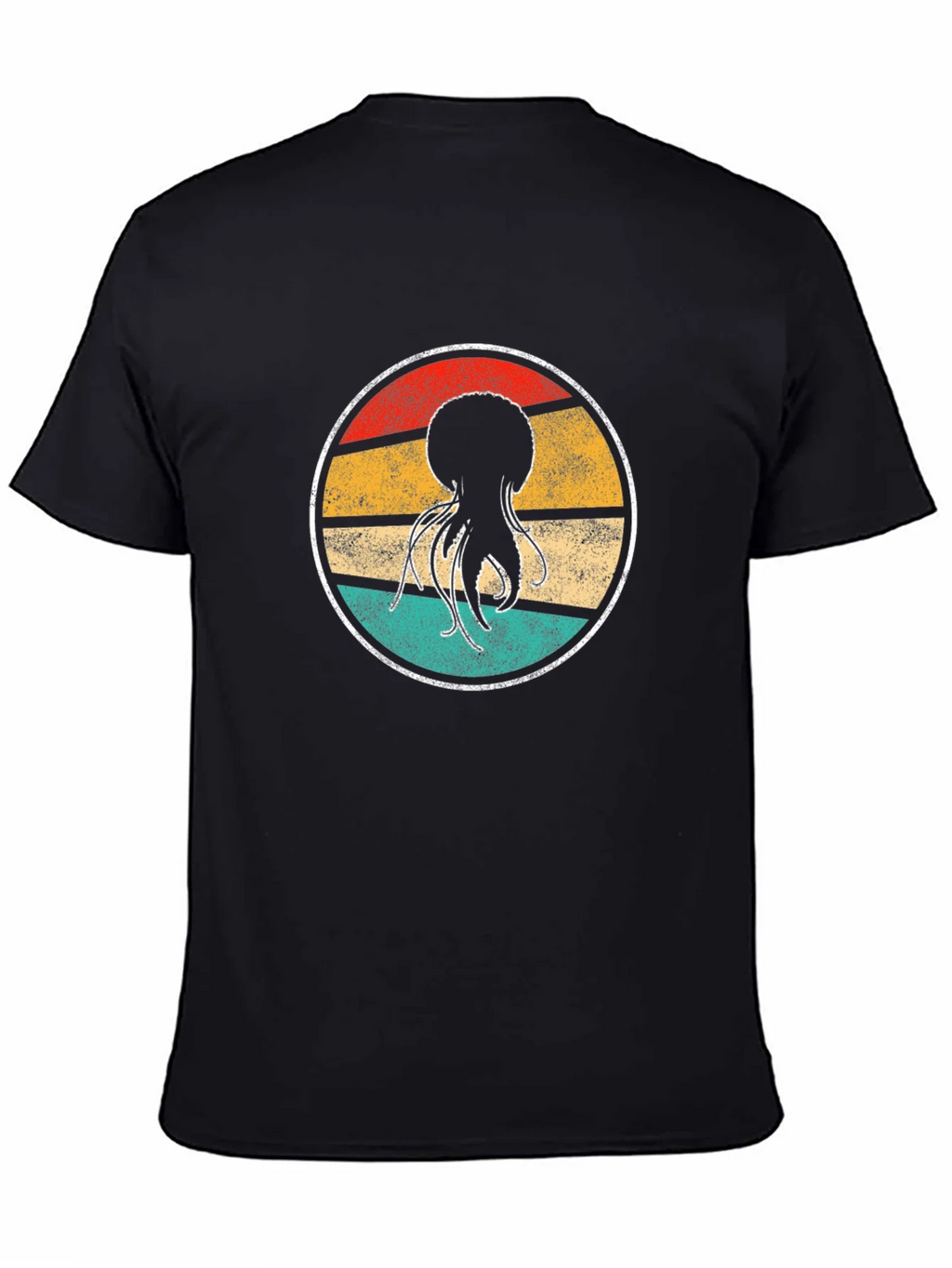 Retro Jellyfish Graphic Tee - Black Cotton T-Shirt product image 4