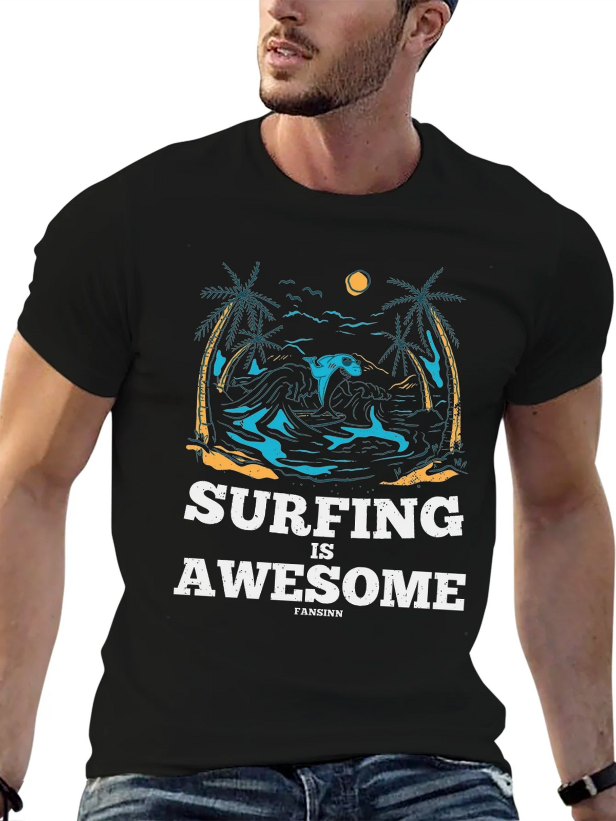 Surfing is Awesome Graphic Tee product image 6