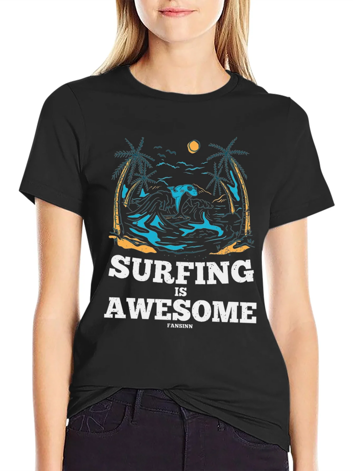 Surfing is Awesome Graphic Tee product image 2